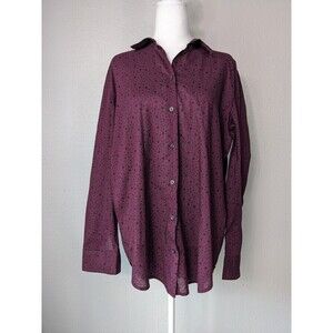 United Colors of Benetton Burgundy‎ Star Button Shirt Medium